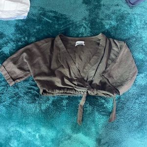 Urban outfitters Small Army Green Tie Crop Top